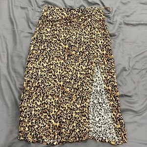 Cheetah high waist MIDI Skirt with high slit